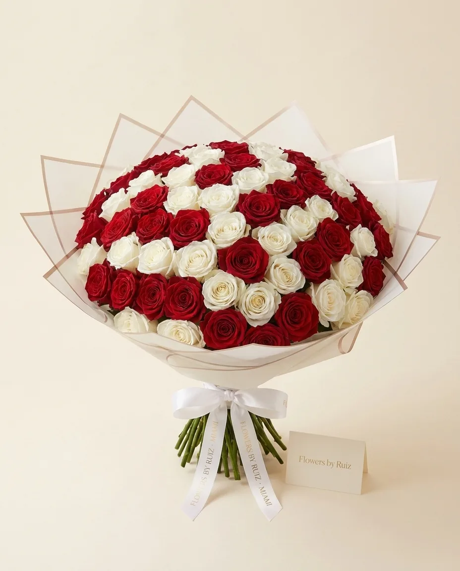 Rose Duet, Red & white roses