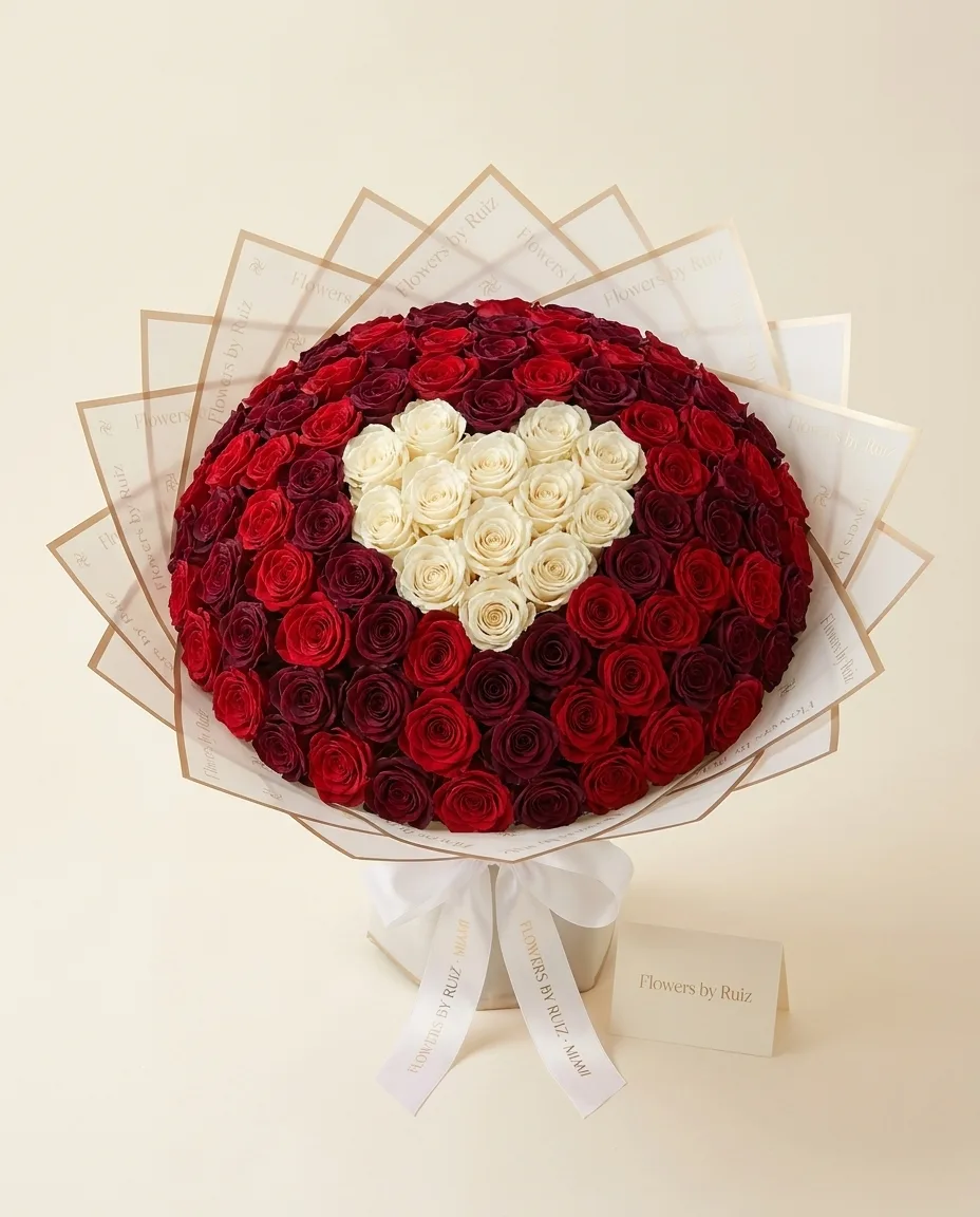 Velvet Romance, Burgundy roses · Orchids